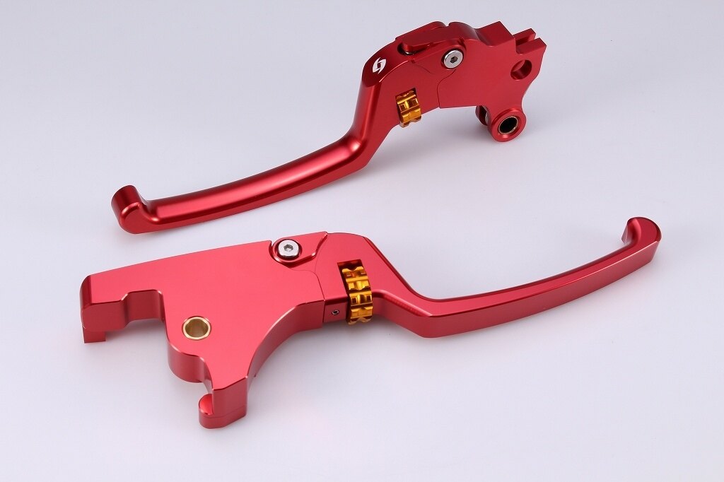 SPEEDRA スピードラ アジャスタブルレバーセット スタンダードタイプ HARLEY-DAVIDSON ハーレーダビッドソン ブレーキ・クラッチレバーセット ハンドル周辺パーツ ハンドル レバー本体カラー：レッド / アジャスターカラー：ゴールド