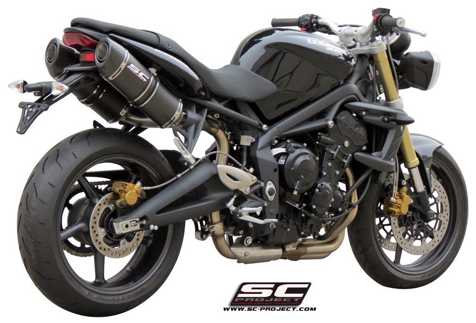 SC-PROJECT SCプロジェクト オーバル スリップオンサイレンサー STREET TRIPLE TRIUMPH トライアンフ スリップオンマフラー マフラー サイレンサータイプ：カーボンサイレンサー (カーボン製テイルエンドカバー付き)