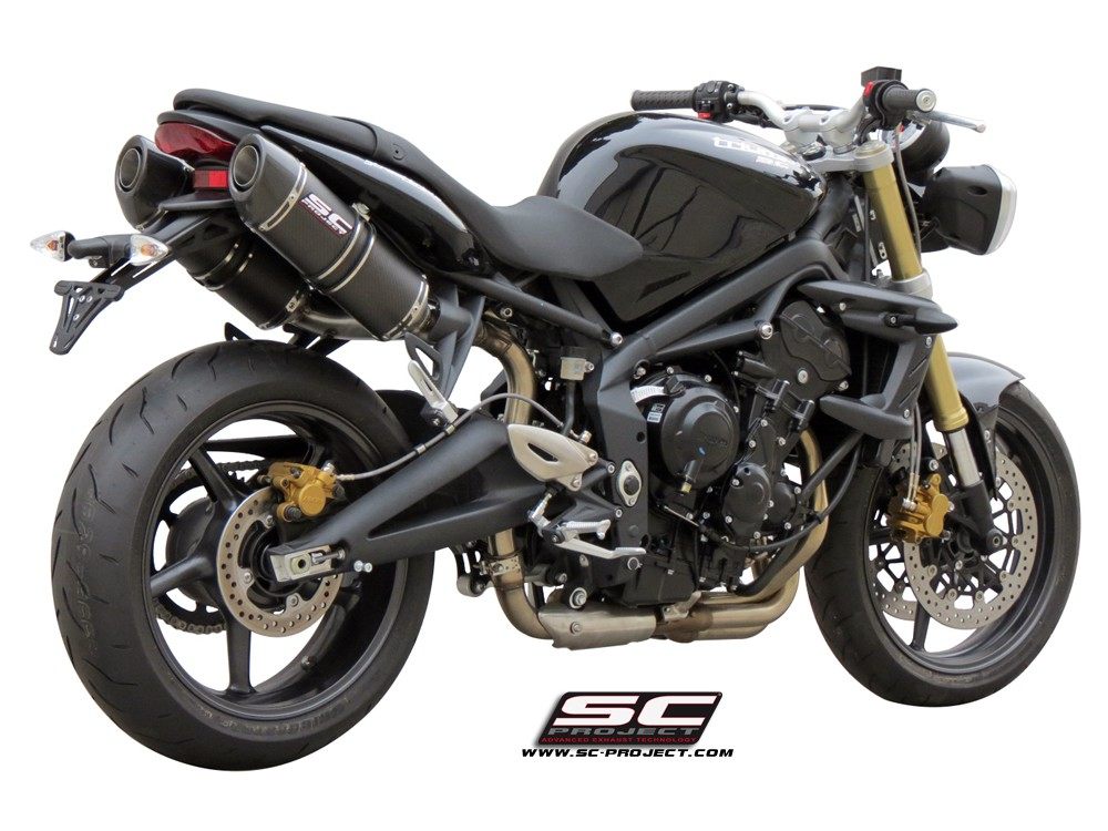 SC-PROJECT SCプロジェクト オーバル スリップオンサイレンサー STREET TRIPLE TRIUMPH トライアンフ スリップオンマフラー マフラー サイレンサータイプ：チタンサイレンサー (カーボン製テイルエンドカバー付き)