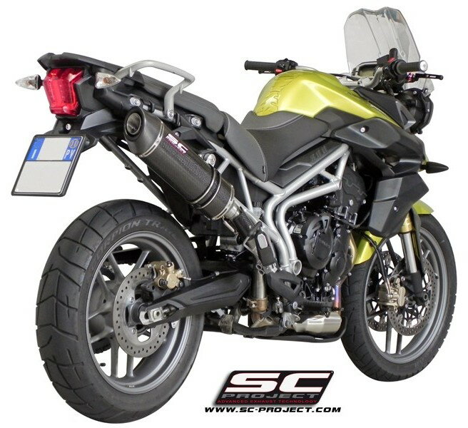 SC-PROJECT SCプロジェクト オーバル スリップオンサイレンサー TIGER 800 XC TRIUMPH トライアンフ スリップオンマフラー マフラー サイレンサータイプ：カーボンサイレンサー (カーボン製テイルエンドカバー付き)