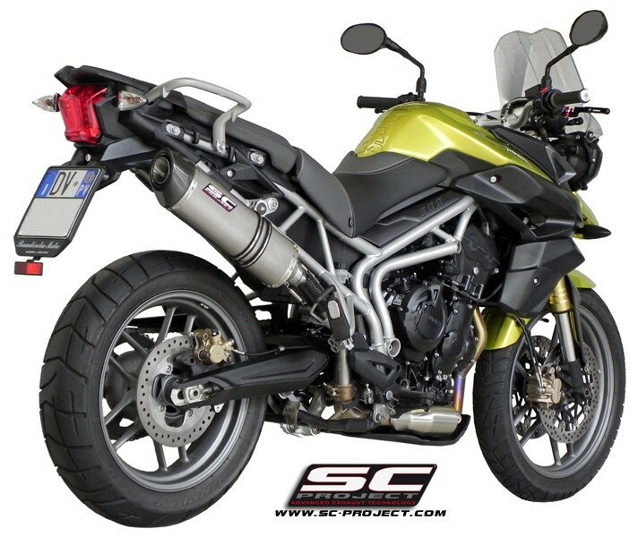 SC-PROJECT SCプロジェクト オーバル スリップオンサイレンサー TIGER 800 XC TRIUMPH トライアンフ スリップオンマフラー マフラー サイレンサータイプ：チタンサイレンサー (カーボン製テイルエンドカバー付き)