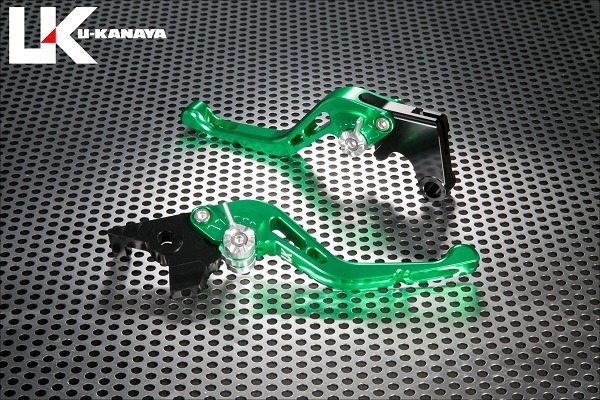 U-KANAYA ユーカナヤ GPタイプ アルミビレットレバーセット MT-09 SP YAMAHA ヤマハ ブレーキ・クラッチレバーセット ハンドル周辺パーツ ハンドル レバーカラー：グリーン / アジャスターカラー：チタンカラー / レバータイプ：ショート(レバー部全長：約143mm)