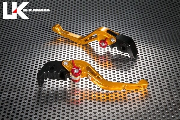 U-KANAYA ユーカナヤ GPタイプ アルミビレットレバーセット KATANA SUZUKI スズキ ブレーキ・クラッチレバーセット ハンドル周辺パーツ ハンドル レバーカラー：ゴールド / アジャスターカラー：ブルー / レバータイプ：ショート(レバー部全長：約143mm)