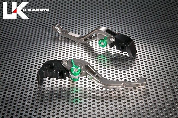 U-KANAYA ユーカナヤ GPタイプ アルミビレットレバーセット KATANA SUZUKI スズキ ブレーキ・クラッチレバーセット ハンドル周辺パーツ ハンドル レバーカラー：チタンカラー / アジャスターカラー：ブルー / レバータイプ：ショート(レバー部全長：約143mm)