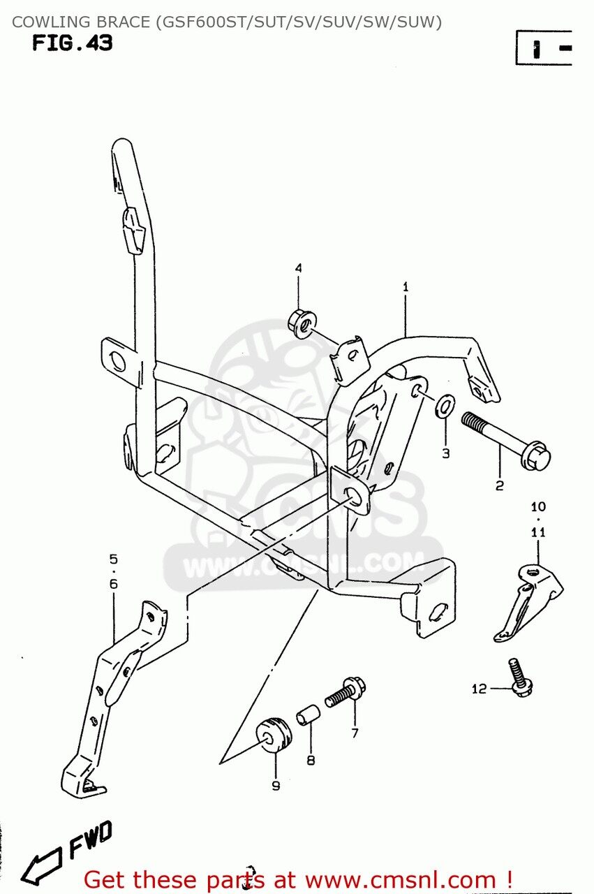 ■商品概要カウルブレース(gsf600st/sut/sv/suv/sw/suw)画像番号1■注意点※パーツリストの画像は「Suzuki Gsf600 1995 (s) (e02 E04 E18 E22E25E34)」の車種のものです。※一部商品は、パーツリストの画像番号が変更となり、商品情報記載の画像番号と異なるケースがあります。その場合は、パーツリストと商品名から対象商品をご判断の上、ご購入ください。※商品によっては、メーカー在庫限りの商品で、再販されない商品があります。商品の流通状況によっては、完売や廃番となってしまう商品もございます。あらかじめご了承の上、ご注文ください。※商品によっては、当時の純正部品ではなく、純正部品の形状、カラーを元に復元した商品(リプロパーツ)もあります。あらかじめご了承ください。※輸入商品の為、商品によっては、1か月以上納期がかかる商品もございます。　※受注後のキャンセル、返品、都合交換はできません。予めご了承ください。■適合車種GSF600 1995 (S) (E02 E04 E18 E22 E25 E34)&ensp;GSF600 1995 (S) (E02 E04 E18 E22 E25 E34)GSF600 1996 (T) (E02 E04 E17 E18 E22 E25 E34)&ensp;GSF600 1996 (T) (E02 E04 E17 E18 E22 E25 E34)GSF600 1997 (V) (E02 E04 E17 E18 E22 E25 E34) / P37&ensp;GSF600 1997 (V) (E02 E04 E17 E18 E22 E25 E34) / P37GSF600 1998 (W) (E02 E04 E17 E18 E22 E25 E34)&ensp;GSF600 1998 (W) (E02 E04 E17 E18 E22 E25 E34)GSF600 1999 (X) (E02 E04 E17 E18 E22 E25 E34) / P37&ensp;GSF600 1999 (X) (E02 E04 E17 E18 E22 E25 E34) / P37GSF600S 1996 (T) (E02 E04 E17 E18 E22 E24 E25 E34)&ensp;GSF600S 1996 (T) (E02 E04 E17 E18 E22 E24 E25 E34)GSF600S 1997 (V) (E02 E04 E17 E18 E22 E24 E25 E34)&ensp;GSF600S 1997 (V) (E02 E04 E17 E18 E22 E24 E25 E34)GSF600S 1999 (X) (E02 E04 E17 E18 E22 E24 E25 E34)&ensp;GSF600S 1999 (X) (E02 E04 E17 E18 E22 E24 E25 E34)GSF600S BANDIT 1996 (T) USA (E03)&ensp;GSF600S BANDIT 1996 (T) USA (E03)GSF600S BANDIT 1997 (V) USA (E03)&ensp;GSF600S BANDIT 1997 (V) USA (E03)GSF600S BANDIT 1998 (W) USA (E03)&ensp;GSF600S BANDIT 1998 (W) USA (E03)GSF600S BANDIT 1999 (X) USA (E03)&ensp;GSF600S BANDIT 1999 (X) USA (E03)GSF600S1998 (W) (E02 E04 E17 E18 E22 E24 E25 E34)&ensp;GSF600S1998 (W) (E02 E04 E17 E18 E22 E24 E25 E34)GSF600SU 1996 (T) GERMANY (E22)&ensp;GSF600SU 1996 (T) GERMANY (E22)GSF600SU 1997 (V) GERMANY (E22)&ensp;GSF600SU 1997 (V) GERMANY (E22)GSF600SU 1998 (W) GERMANY (E22)&ensp;GSF600SU 1998 (W) GERMANY (E22)GSF600SU 1999 (X) GERMANY (E22)&ensp;GSF600SU 1999 (X) GERMANY (E22)GSF600U 1995 (S) GERMANY (E22)&ensp;GSF600U 1995 (S) GERMANY (E22)
