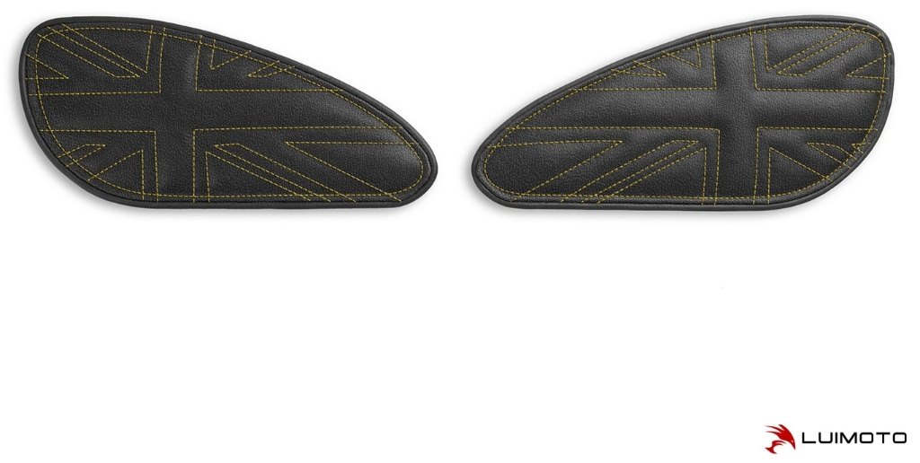 LUIMOTO ルイモト タンクリーフ STREET CUP TRIUMPH トライアンフ ニーグリップパッド タンク関連 外装 カラー：TEC-GRIP／ヴィンテージブラック／イエローステッチ