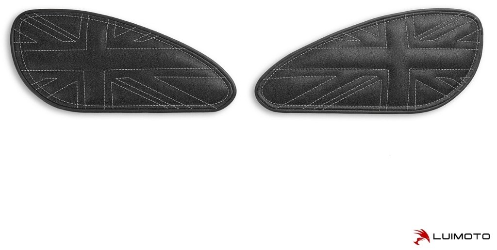 LUIMOTO ルイモト タンクリーフ STREET CUP TRIUMPH トライアンフ ニーグリップパッド タンク関連 外装 カラー：TEC-GRIP／ヴィンテージブラック／シルバーステッチ