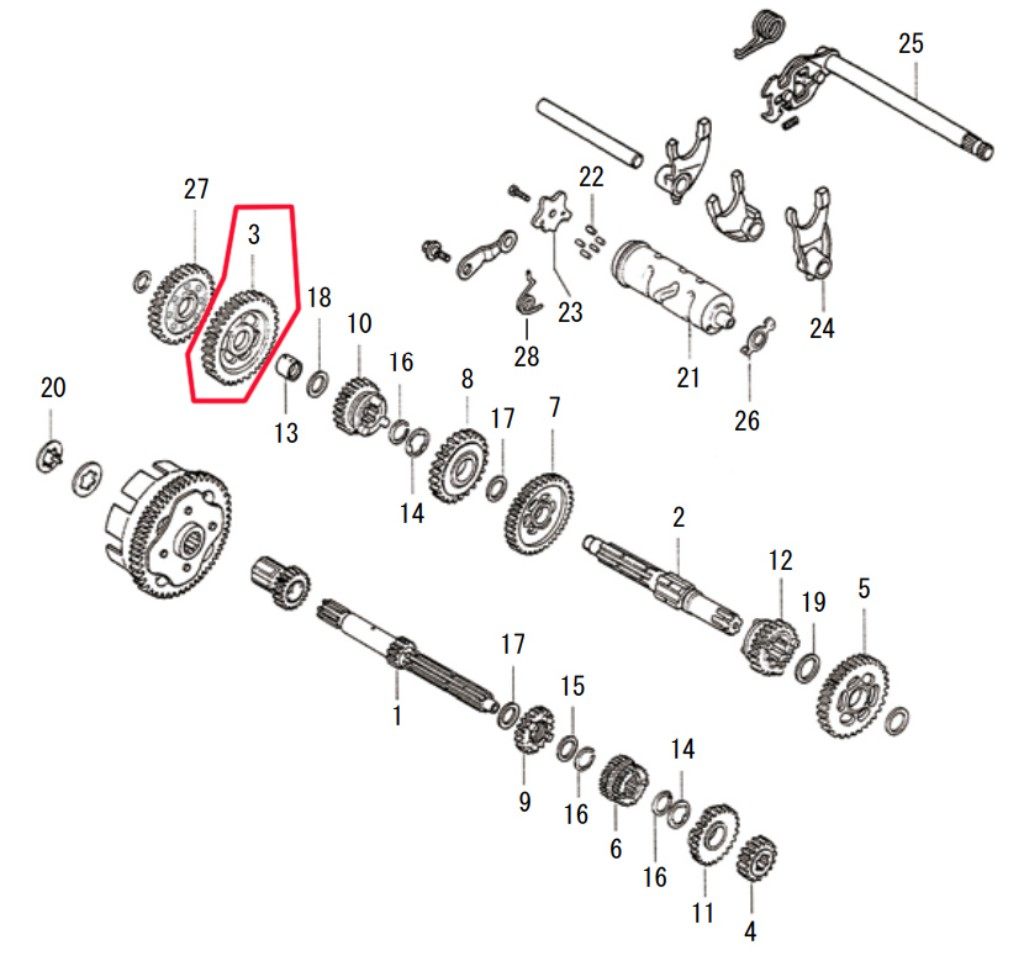 SP武川 SPタケガワ 【補修部品】 カウンターシャフト ファーストギア 32T ミッション・ギア エンジンパ..