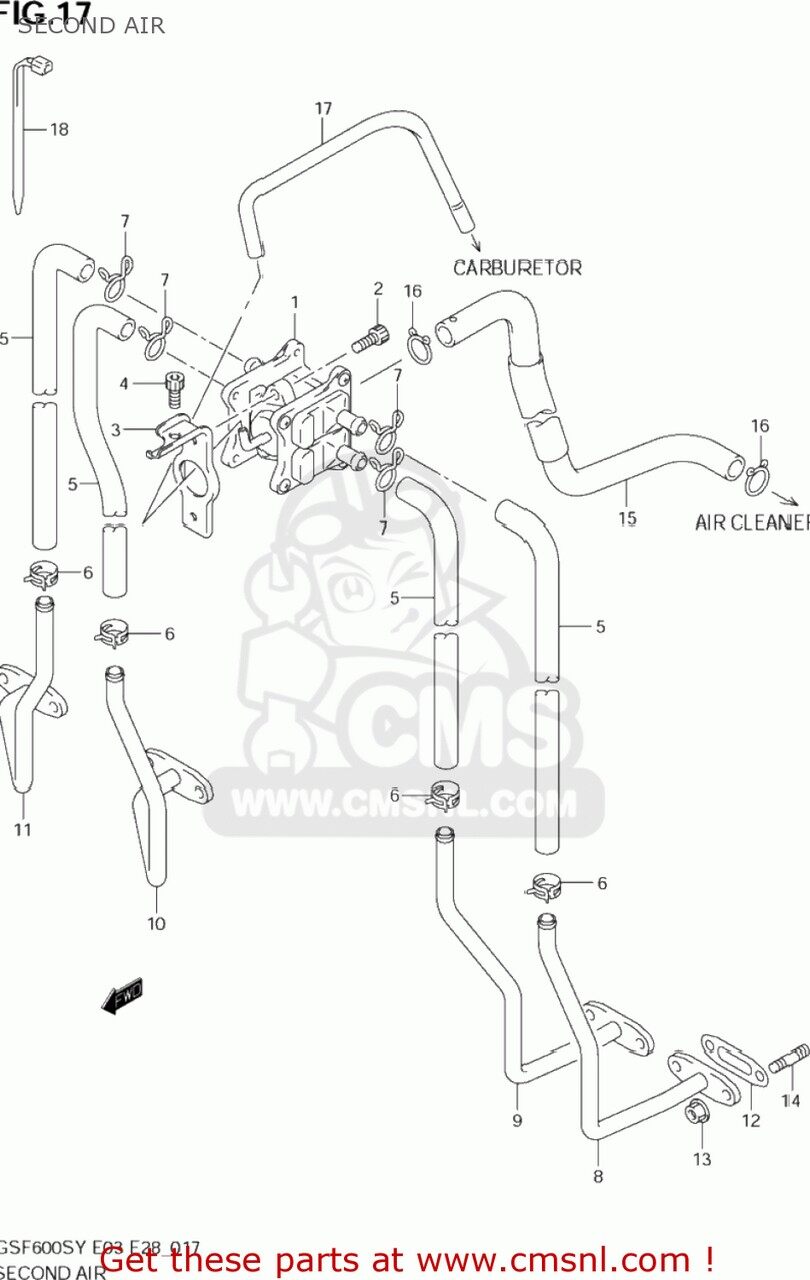 CMS シーエムエス VALVE ASSY，2ND AIR GSF600S BANDIT 2000 Y USA E03 2001 K1 2002 K2 2003 K3 SUZUKI スズキ その他吸気系オプション・補修部品 吸気関連 エンジン