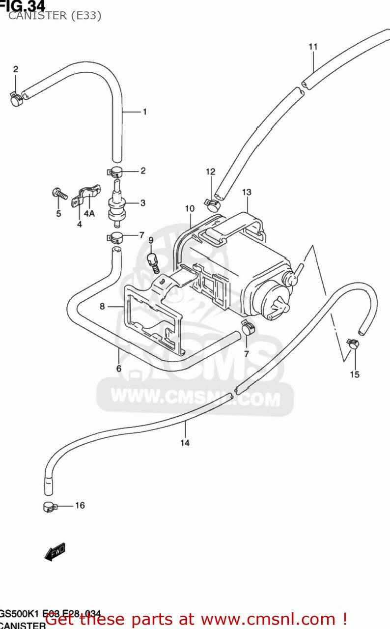 CMS シーエムエス CANISTER ASSY，CHARCOAL GS500 2001 K1 USA E03 2002 K2 GS500E 1989 K 1990 L 1991..