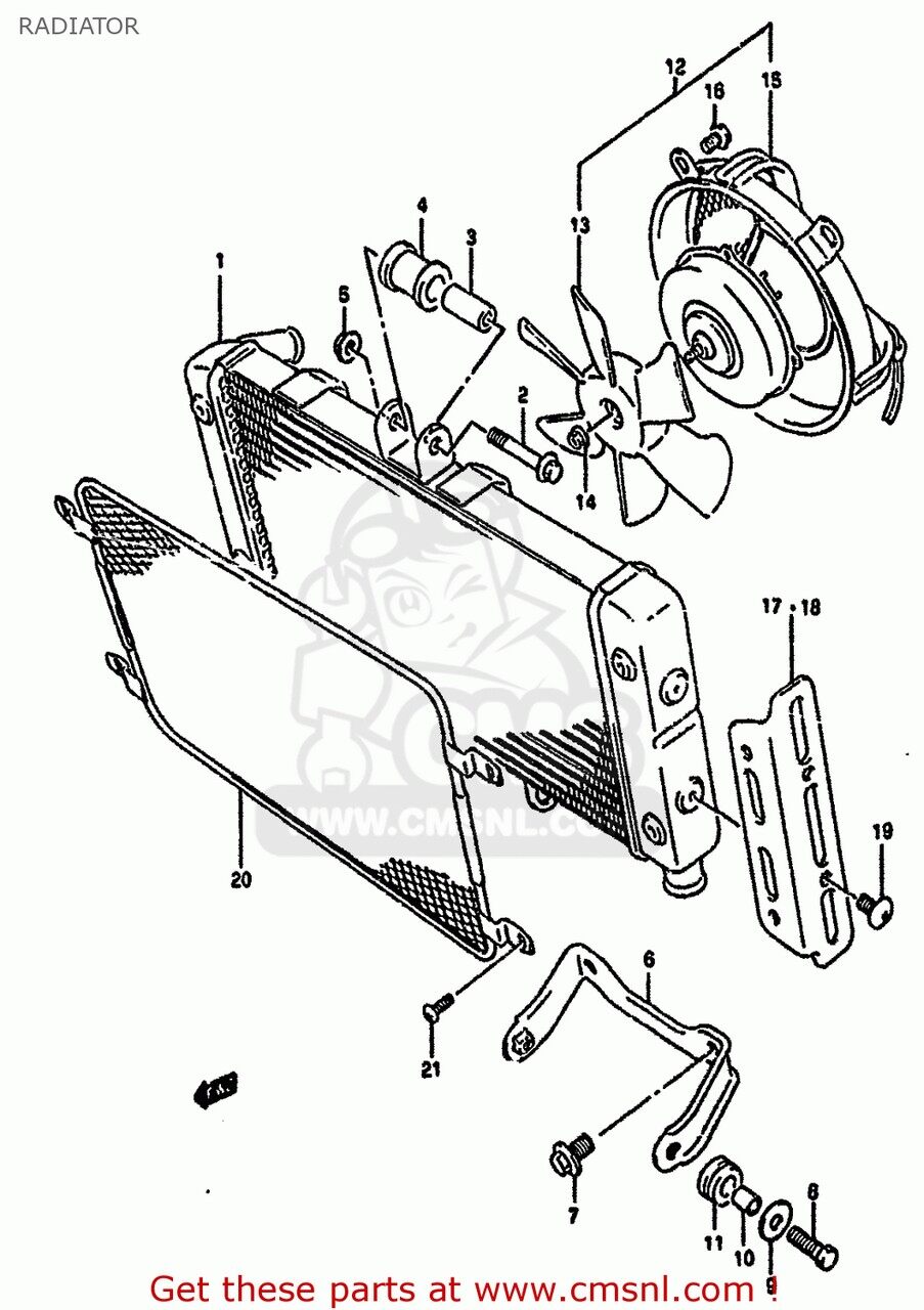 CMS シーエムエス FAN ASSY，RADIATOR GSF400 1991 M E02 E04 E16 E21 E22 E24 E25 E34 E53 1992 N E30 1993 P BANDIT USA E03 CALIFORNIA E33 SUZUKI スズキ ラジエーター 冷却関連 エンジン
