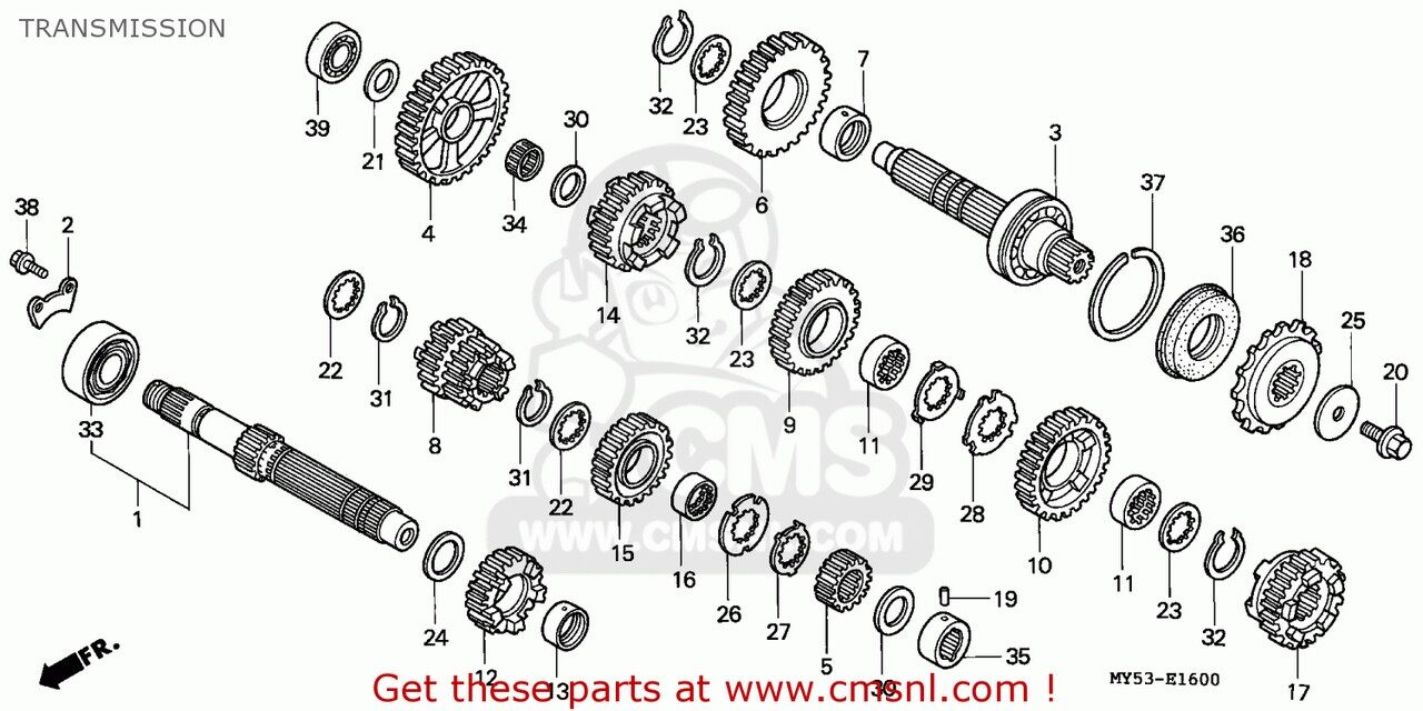 CMS シーエムエス SHAFT COMP，COUNTE CB500 1994 R / KPH AUSTRIA ENGLAND MPH FRANCE GERMANY 27P 50P ITALY SPAIN SWITZERLAND 1996 T NORTHERN EUROPE PORTUGAL 1997 V 34P 1998 W 1999 X HONDA ホンダ ミッション・ギア エンジンパーツ エンジン