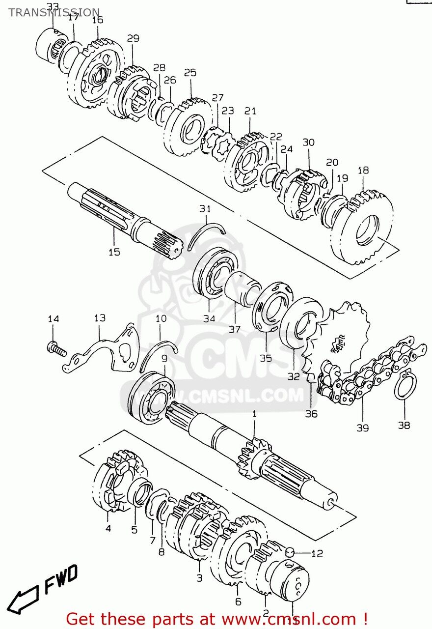 CMS シーエムエス SHAFT，COUNTER GS500 2001 K1 USA E03 2002 K2 GS500E 1997 V E02 E04 E22 E24 E25 E34 E37 1998 W E18 1999 X 2000 Y GS500EU E39 GS500F 2004 K4 2005 K5 2006 K6 2007 K7 2008 K8 2009 K9 SUZUKI スズキ ミッション・ギア エンジンパーツ エンジン(2)