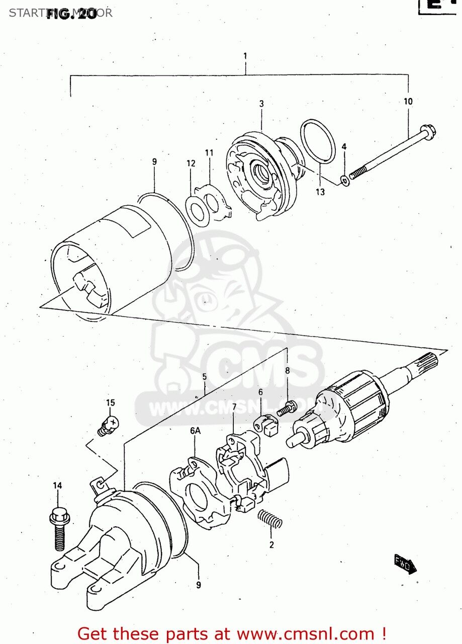 CMS シーエムエス MOTOR ASSY，STARTING GSF600S BANDIT 2000 Y USA E03 2001 K1 2002 K2 2003 K3 SUZUKI スズキ スターターモーター 電装系