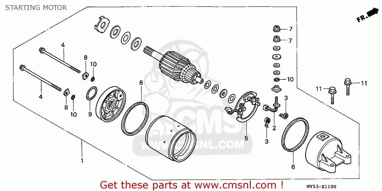 CMS シーエムエス (31200-MY5-013) MOTOR ASSY STARTE CB500 1994 R / KPH AUSTRIA ENGLAND MPH FRANCE GERMANY 27P 50P ITALY SPAIN SWITZERLAND HONDA ホンダ スターターモーター 電装系