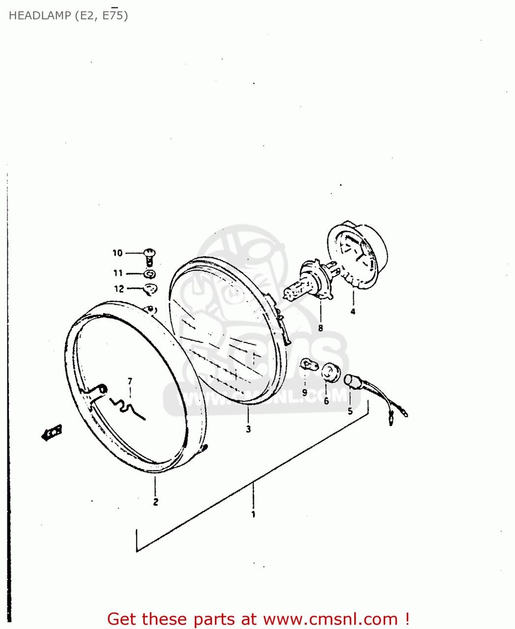 CMS シーエムエス (35100-19D20-999) HEADLAMP ASSY GS450S 1984 E E06 E15 E34 E39 1985 F FINLAND ITALY AUSTRIA 1986 G 1987 H 1988 J E04 E22 E77 GS450SU GERMANY SUZUKI スズキ ヘッドライト 灯火類 電装系