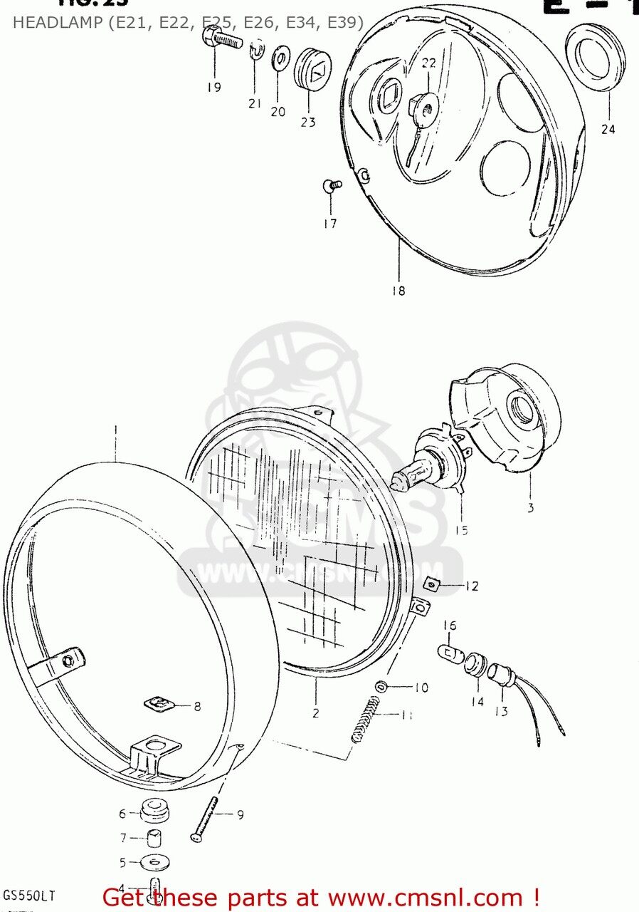 CMS シーエムエス (35100-45261-999) HEADLAMP ASSY GS550L 1980 T E01 E02 E04 E21 E22 E24 E25 E26 E34 E39 SUZUKI スズキ ヘッドライト 灯火類 電装系