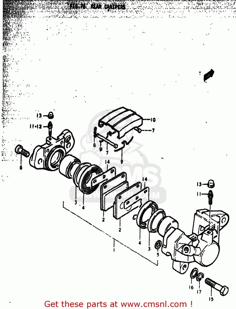 CMS シーエムエス (69100-08C00-999) CALIPER ASSEMBLY，REAR GS750 1977 B USA E0...