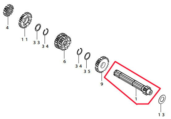 SP武川 SPタケガワ 【補修部品】 メインシャフト 13T ミッション・ギア エンジンパーツ エンジン