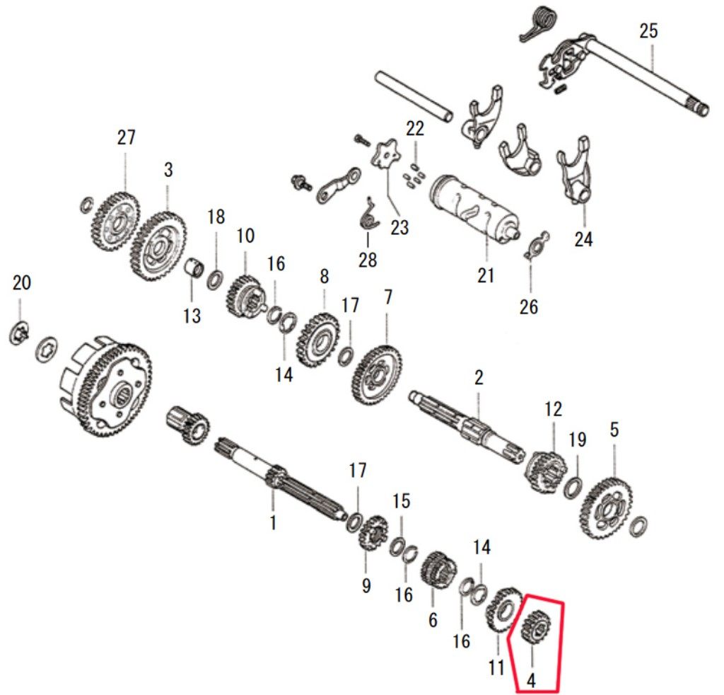 SP武川 SPタケガワ 【補修部品】 メインシャフト セカンドギア 19T ミッション・ギア エンジンパーツ エンジン
