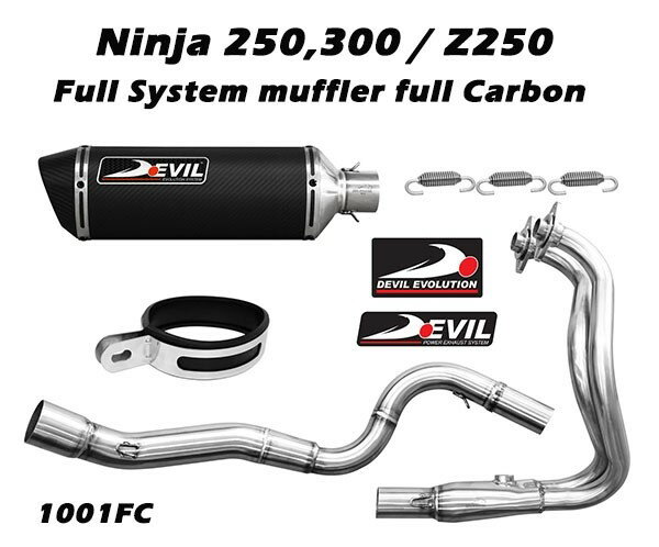 DEVIL EVOLUTION デビルエボリューション フルシステムカーボンマフラー D2.1C Ninja300 15 KAWASAKI カワサキ フルエキゾーストマフラー マフラー