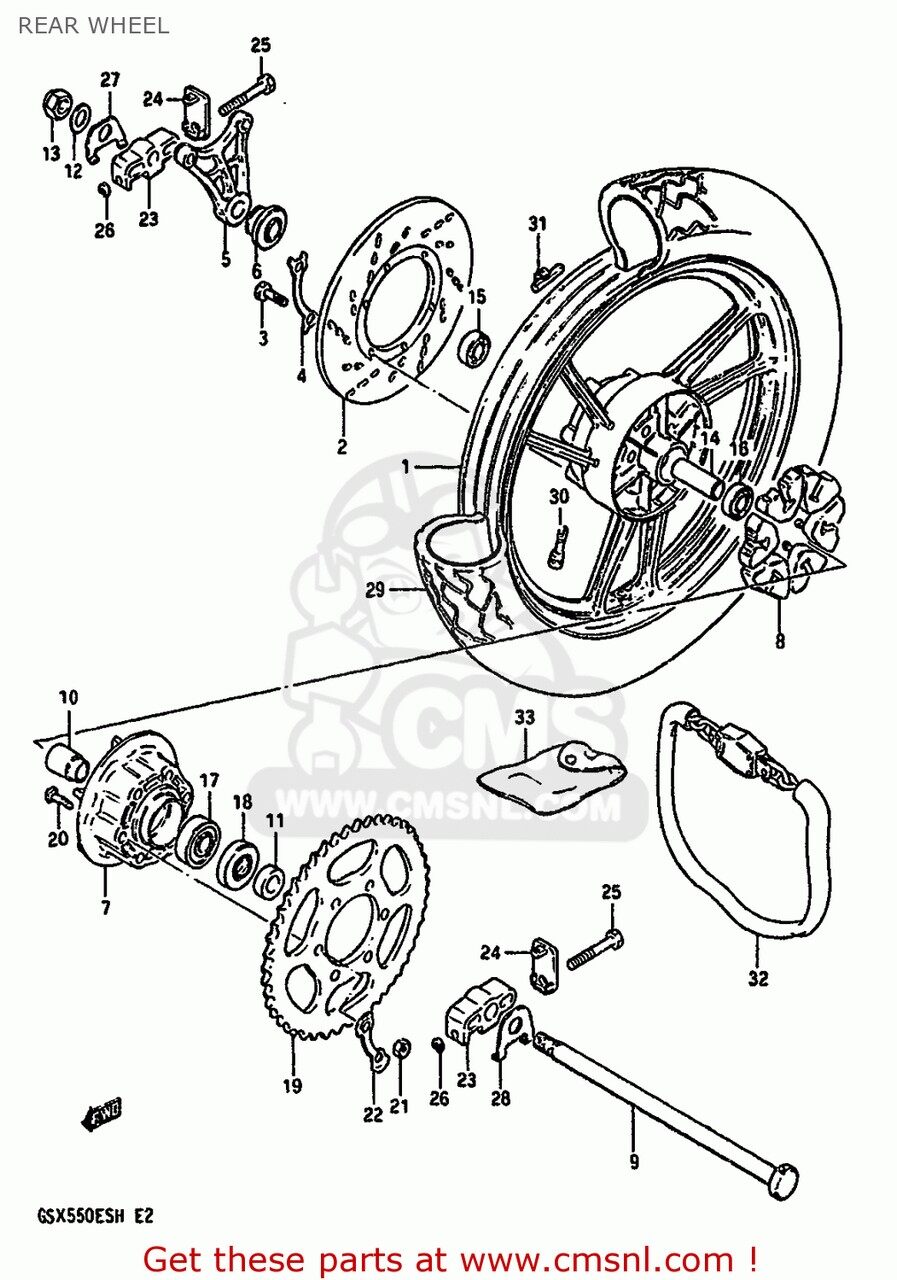 CMS シーエムエス (61421-15501) PLATE，CHAIN ADJUSTER GS550E 1983 D USA E03 GS550EF 1984 E 1985 F..