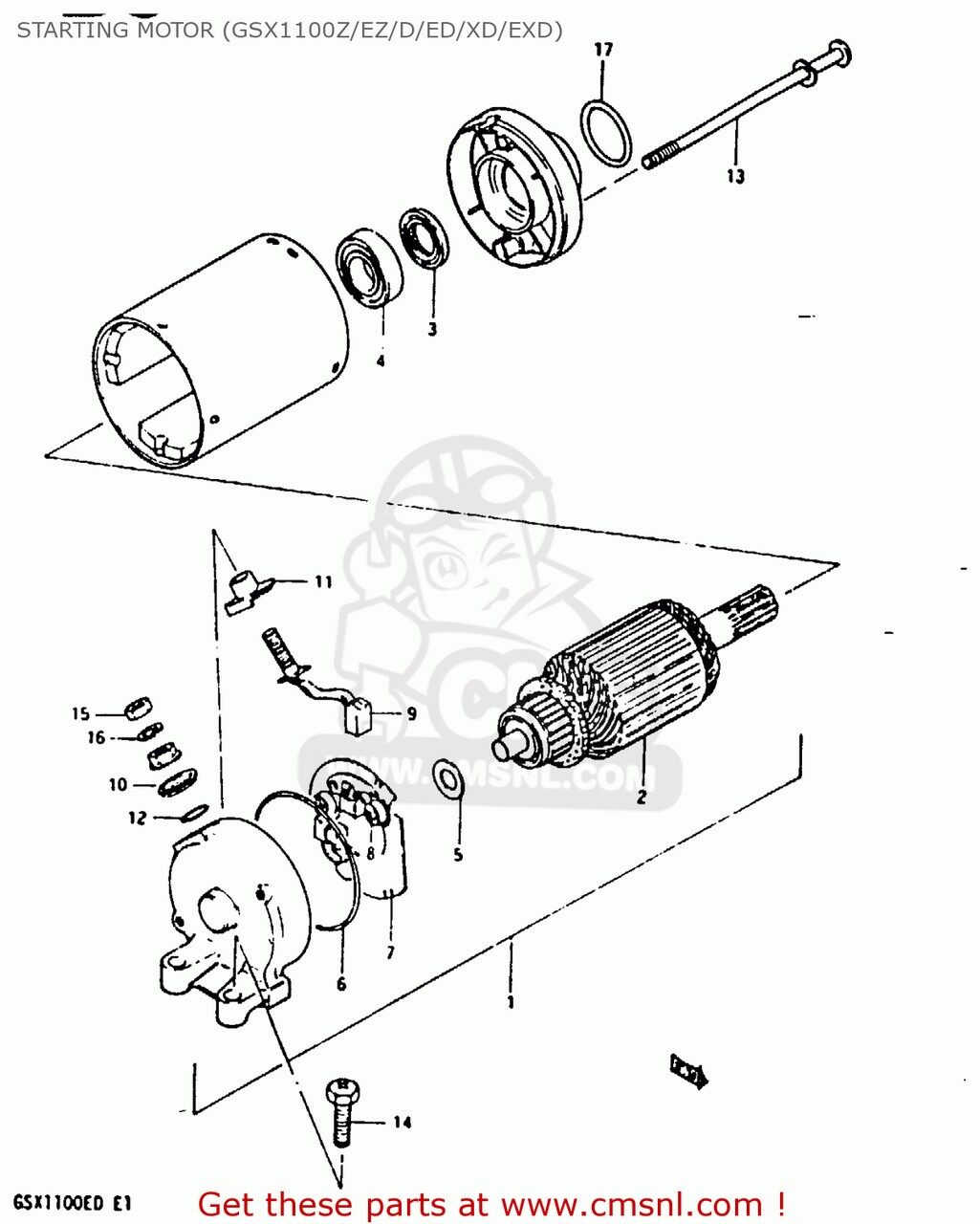 CMS �������२�� (31100-49500-H17) MOTOR ASSEMBLY��STARTING GS1000 1982 Z USA E03 GS1100E 1980 T 1981 X 1983 D GS1100ES GS1100LT GS1100S SUZUKI ������ �����������⡼���� ������