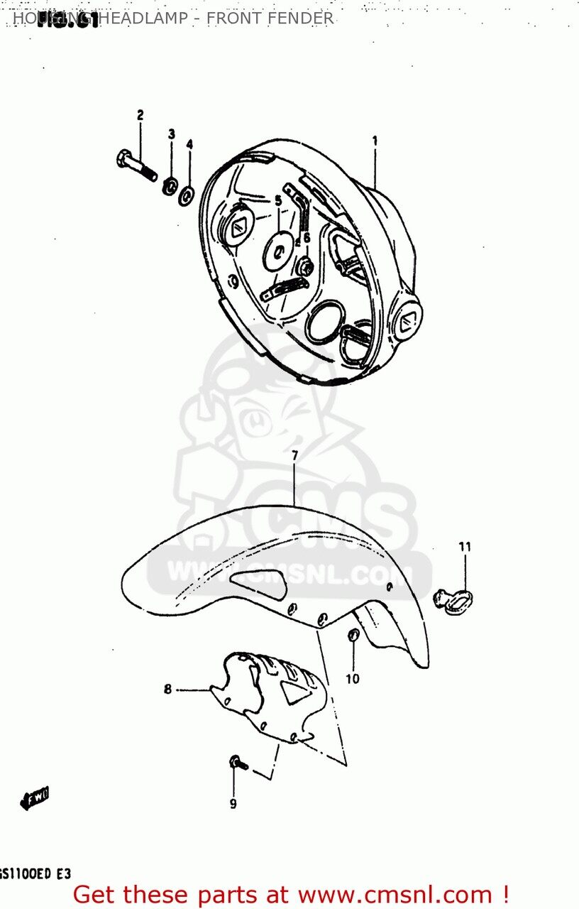 CMS シーエムエス (53111-45901-13L) FENDER，FRONT GS1100E 1982 Z USA E03 1983 D GS1100ES SUZUKI スズキ フロントフェンダー フェンダー関連 外装