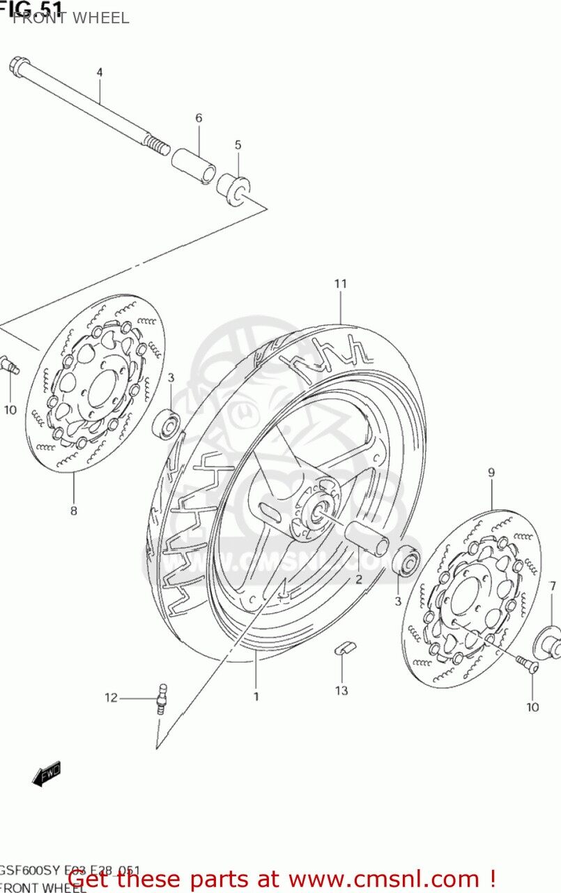SUZUKI - CMS シーエムエス (5411103FA135W) WHEEL，FRONT (17XMT3.50) GSF600S BANDIT 2000 Y USA E03 2001 K1 2002 K2 2003 K3 SUZUKI スズキ ホイール ホイール関連 足回り
