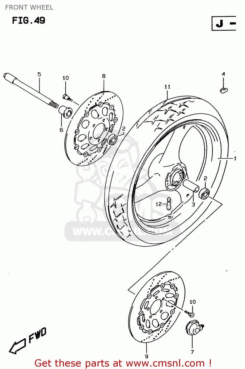 SUZUKI - CMS シーエムエス (5411132C0135W) WHEEL，FRONT (17XMT3.00)( GSF600 1995 S E02 E04 E18 E22 E25 E34 1996 T E17 1997 V / P37 1998 W 1999 X GSF600S E24 BANDIT USA E03 GSF600S1998 GSF600SU GERMANY GSF600U SUZUKI スズキ ホイール ホイール関連 足回り