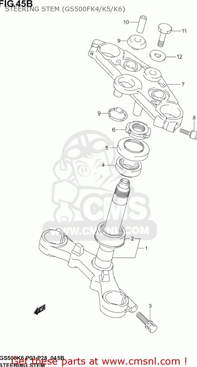 CMS シーエムエス (5141001D91) STEM， STEERING GS500F 2004 K4 USA E03 2005 K5 2006 K6 2007 K7 200..
