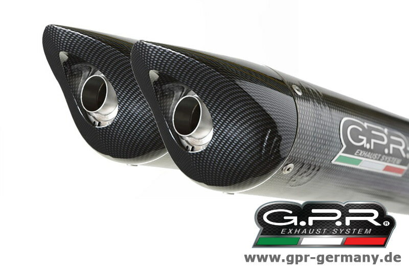 GPR ジーピーアール GPR TIBURON CARBON LOOK (DUCATI HYPERMOTARD 1100-1100 EVO 2007-12 SLIP ON DOUBLE MUFFLER EXHAUST) スリップオンマフラー HYPERMOTARD1100EVO HYPERMOTARD 1100 S 07-12 HYPERMOTARD 1100 07-12