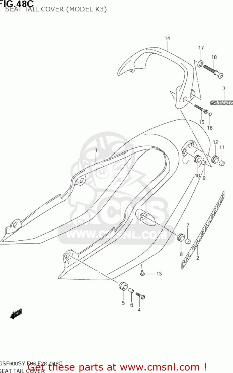 CMS シーエムエス HANDLE，PILLION RIDER GSF600S BANDIT 2000 Y USA E03 2001 K1 2002 K2 2003 K3 SUZUKI スズキ グラブバー・タンデムバー・シーシーバー 外装