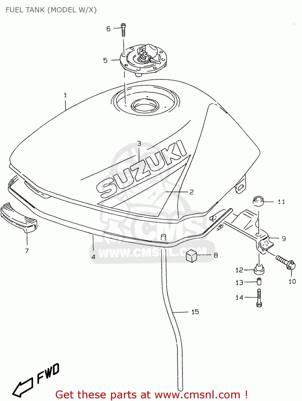 CMS シーエムエス (44100-01DN0-1LF) TANK ASSEMBLY，FUEL GS500E 1997 V E02 E04 E22 E24 E25 E34 E37 1998 W E18 1999 X 2000 Y GS500EU E39 SUZUKI スズキ ガソリンタンク タンク関連 外装(2.0)