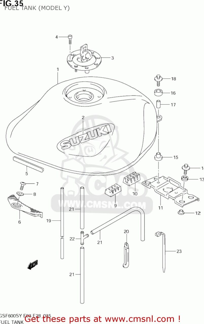 CMS シーエムエス TANK ASSY，FUEL(BLUE) GSF600S BANDIT 2000 Y USA E03 2001 K1 2002 K2 2003 K3 SUZUKI スズキ ガソリンタンク タンク関連 外装(2.0)
