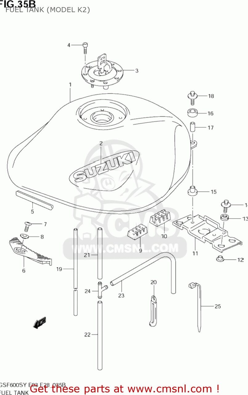 CMS シーエムエス TANK ASSY，FUEL(RED) GSF600S BANDIT 2000 Y USA E03 2001 K1 2002 K2 2003 K3 SUZUKI スズキ ガソリンタンク タンク関連 外装