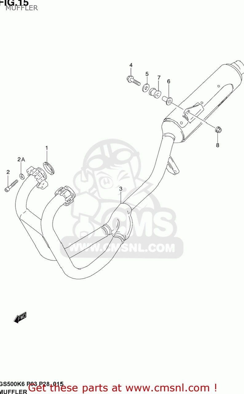 CMS २ MUFFLER GS500F 2004 (K4) USA (E03) GS500F 2005 (K5) USA (E03) GS500F 2006 (K6) USA (E03) GS500F 2007 (K7) USA (E03) GS500F 2008 (K8) USA (E03) GS500F 2009 (K9) USA (E03)