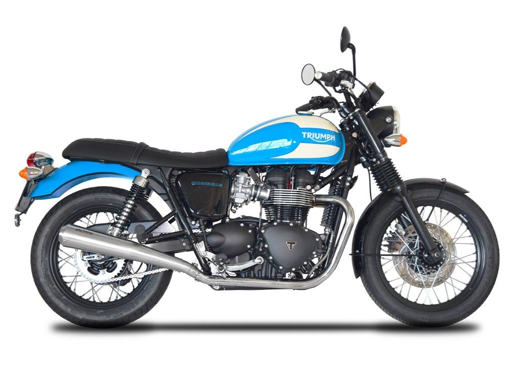 TRIUMPH ボンネビルT100 AELLAキャプトンマフラー 純正OPワイドスクリーン サイドバッグ リアキャリア付き | Escape Bike