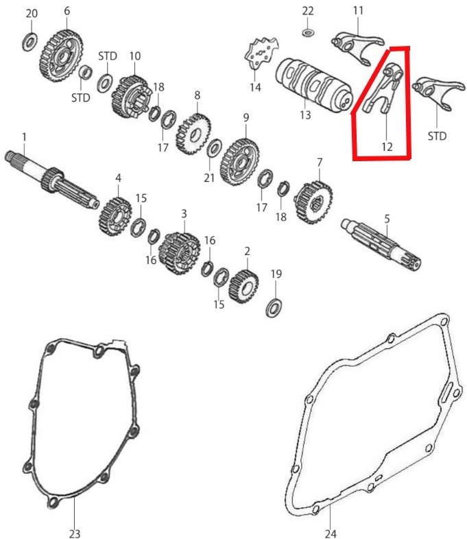 SP武川 SPタケガワ 【補修部品】センターギヤシフトフォーク ミッション・ギア エンジンパーツ エンジン