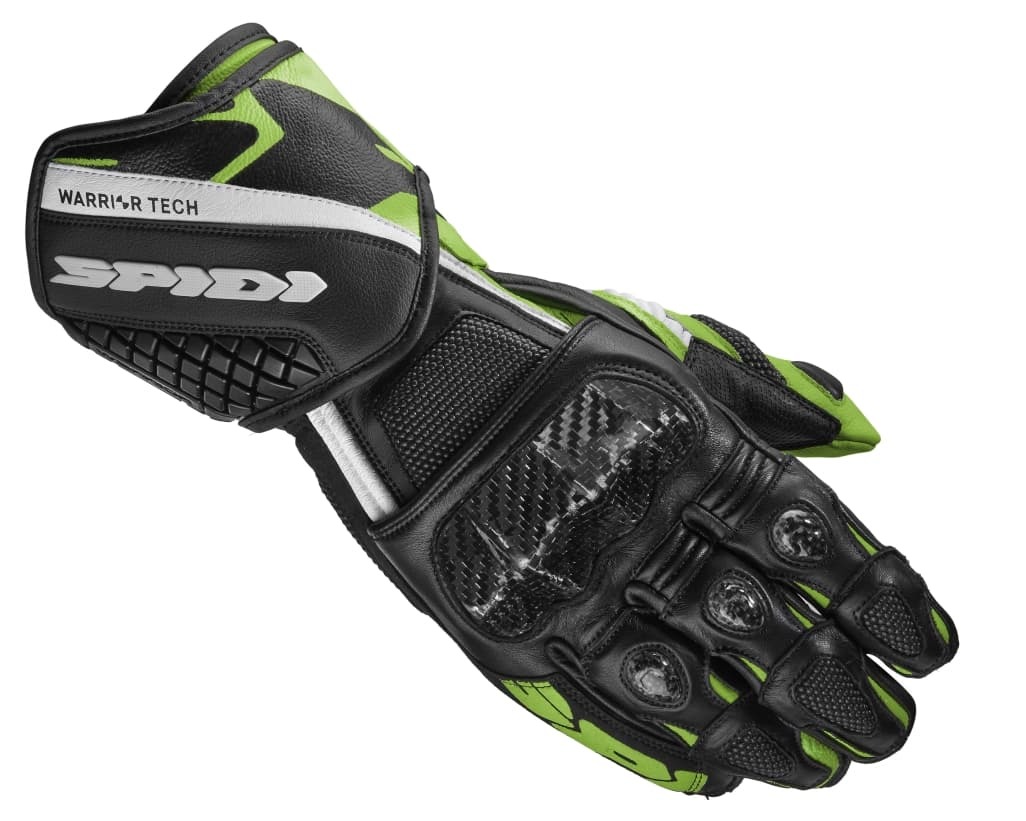 ■商品概要カラー：Negro／Verde Kaw(グリーン／ブラック)■詳細説明世界のトップライダーに選ばれ、愛用されている SPIDI グローブ。SPIDI CARBO5は、レースやスポーツライディング用に開発されたレーシングレザーグローブです。CARBOシリーズはSPIDIスポーツモデルの定番として一番人気モデルです。【主な特長】・グローブの側面に当たる部分に『WARRIOR TECH ウォリアーテック』プロテクターを装備・ナックル部分、指の第二関節にカーボンプロテクターを装備・手の平、背面、側面にパッドを装備■注意点※モデル着用画像はカラー：ブラックです。ご注文の際はカラーのご確認をお願いいたします。※メーカー都合により商品の仕様変更がある場合がございます。ご了承ください。