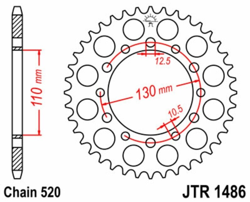 JT SPROCKETS JT���ץ����å� Steel Standard Rear Sprocket 1486 - 520 ELIMINATOR 250 ER-...