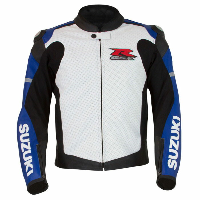 US SUZUKI 北米スズキ純正アクセサリー GSX-R レザー ジャケット ブルー／ホワイト【GSX-R Leather Jacket， Blue/White】