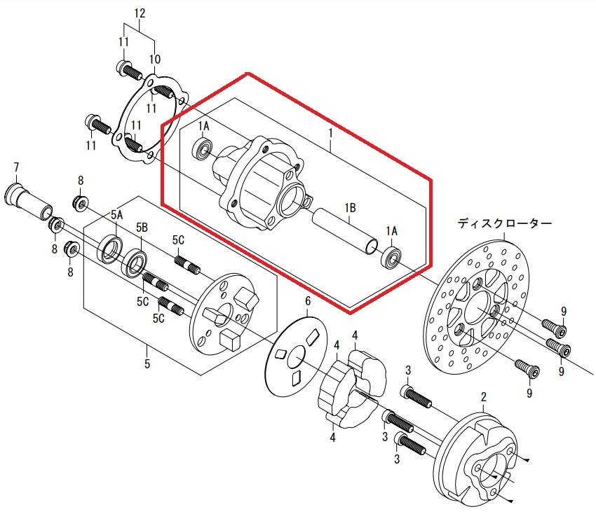 SP武川 SPタケガワ 【補修部品】リアディスクハブ COMP. ハブ ホイール関連 足回り