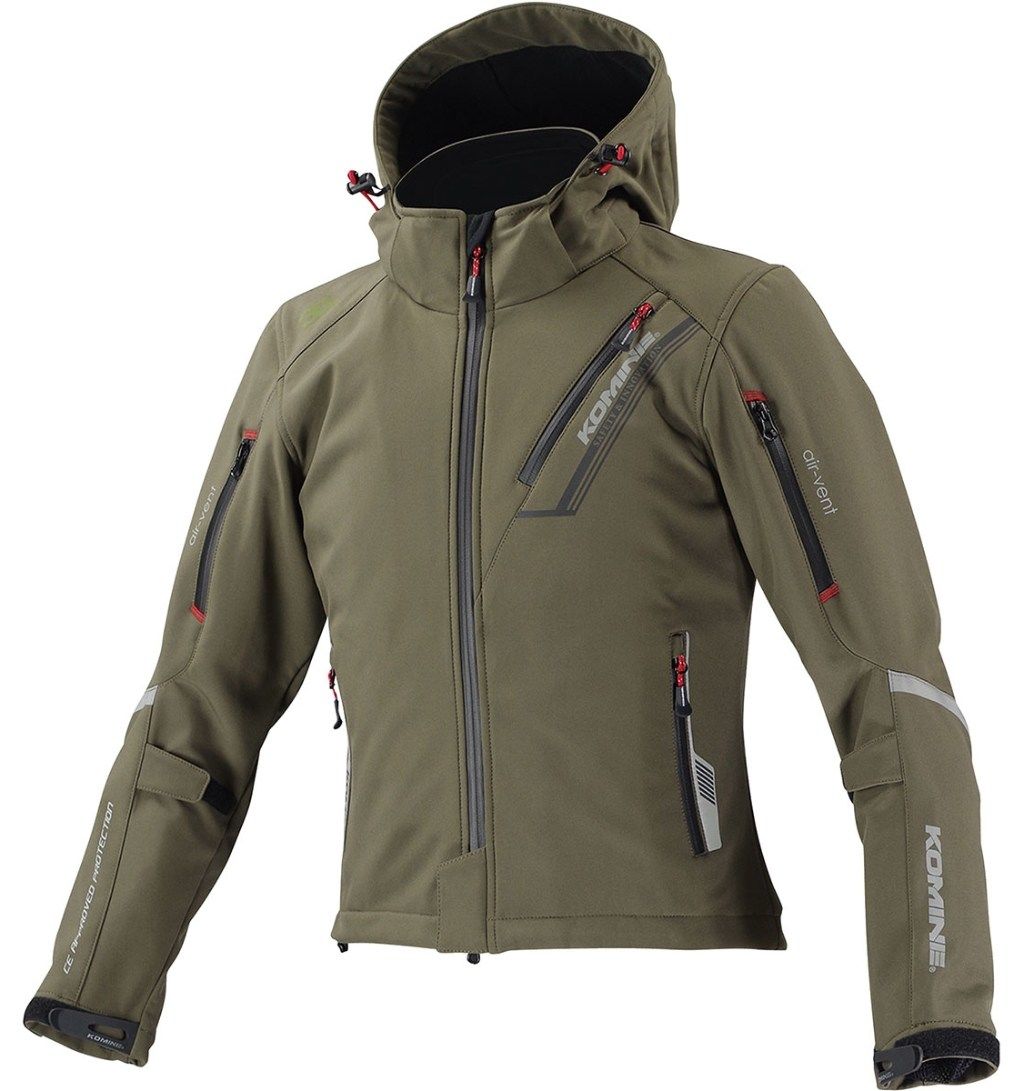 ■商品概要カラー：ディープオリーブMATERIALS：polyester (TPU laminated)・polyesterPROTECTOR：shoulder・elbow・back・chest(side：optional)■詳細説明アウトドアスタイルにライディングのための機能を盛り込んだソフトシェルパーカ。安心のハードプロテクター、取り外し可能フードと、機能も充実。保温インナーの着脱とベンチレーションの開閉で3シーズン使用可能。【FEATURE】・中綿入り：保温性を高める中綿入り・肩・肘・脊椎にプロテクター標準装備・着脱可能インナー標準装備：取り外し可能なインナー付属・エアベンチレーション機能・リフレクター：夜間被視認性を高めるリフレクター装備・立体裁断：運動性を高める立体裁断・胸プロテクター標準装備：胸部プロテクターSK-689、SK-619もしくはSK-682を標準装備・胸プロテクターオプション装着可能：別売りの一枚式胸プロテクターを装着可能・防風仕様・ロングシーズン着用可能・特殊ホログラム技術を応用した偽造防止ラベル付き・3Dメッシュ・伸縮生地・CE規格 EN1621-1 レベル2：肘・膝プロテクターのCE規格基準EN1621-1(レベル2)を満たすプロテクター・コミネ CE エルボー／ニー・3layer softshell・レディースサイズ展開：通常のサイズに加え、女性向けサイズも展開■注意点※画像には他のカラーリングが含まれている場合があります。※メーカー都合により商品の仕様変更がある場合がございます。ご了承ください。※サイズ表記載の数値は製品の外寸です(単位：cm)※ストレッチ素材、ウエストゴムの製品は伸びていないそのままの状態で計測しています。※身長については目安サイズのため、体型により当てはまらない場合があります。