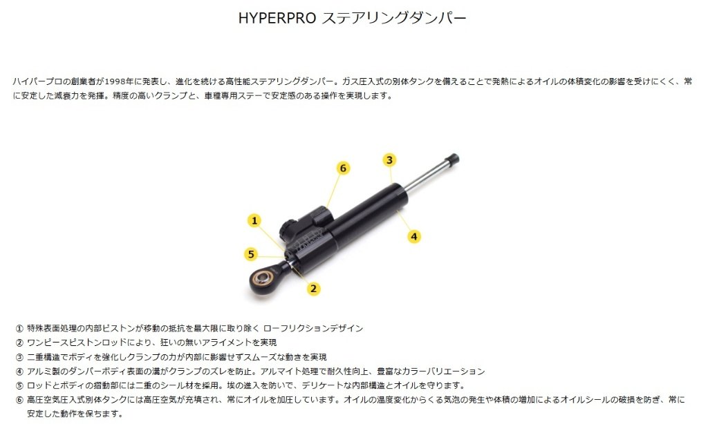 HYPERPRO ハイパープロ ステアリングダンパー ハンドル周辺パーツ ハンドル