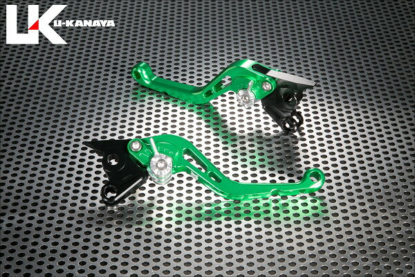 U-KANAYA ユーカナヤ スタンダードタイプ アルミビレットレバーセット バーグマン200 SUZUKI スズキ ブレーキ・クラッチレバーセット ハンドル周辺パーツ ハンドル レバーカラー：グリーン / アジャスターカラー：オレンジ / レバータイプ：ショート(レバー部全長：約143mm)