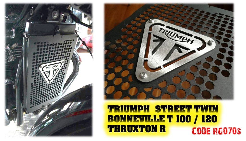 GUARDO ガルドー Stainless Steel Radiator Guard STREET TWIN BONNEVILLE T100 BONNEVILLE T120 THRUXTON R THRUXTON THRUXTON R BONNEVILLE T120 BONNEVILLE T100 STREET TWIN Matte Black with Silver logo plate