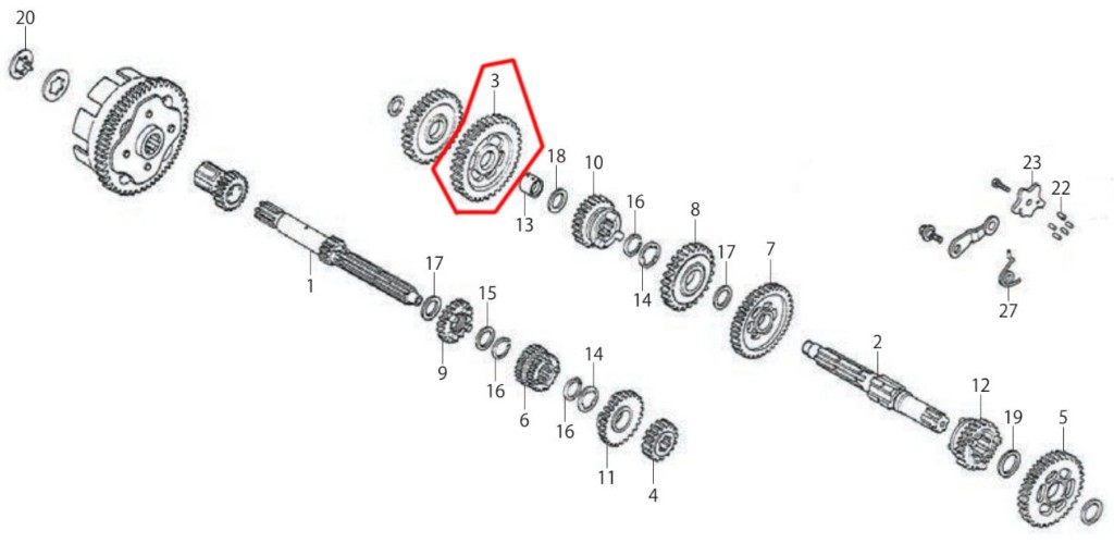 乐天商城 - SP武川 SPタケガワ 【補修部品】 カウンターシャフト ファーストギア 37T ミッション・ギア エンジンパーツ エンジン
