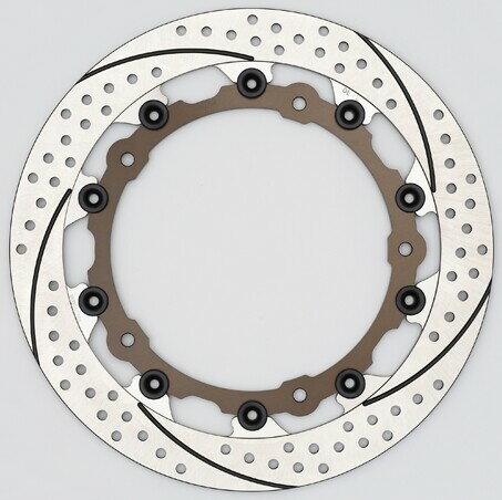 SUNSTAR サンスター PREMIUM RACING [プレミアムレーシング] フロントディスクローター HP2 Megamoto Sport K1200GT K1200R K1200S K1300S S1000RR S1000R S1000XR BMW ブレーキディスクローター ブレーキ 右用 / アウター：ホール＆スリットタイプ