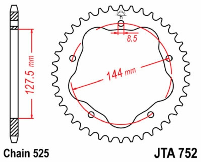 JT SPROCKETS JTスプロケット スチール製リアスプロケット 752 - 525 848 Streetfighter 916 Monster S4R 996 MONSTER 1000 Multistrada DS S S2R 1100 Hypermotard DUCATI ドゥカティ ドリブンスプロケット・リアスプロケット 駆動系